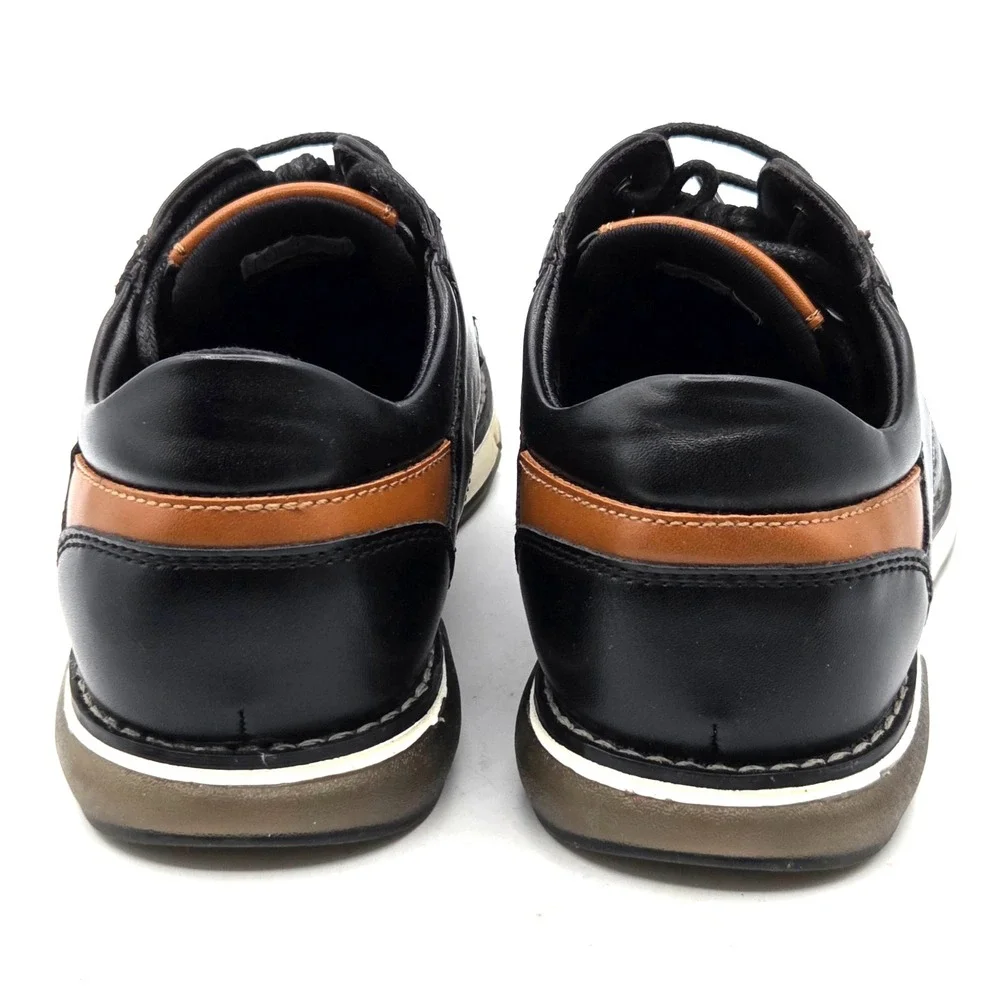 Bruno Marc Dress Shoes Black with Brown Accents Boys Youth Size 3